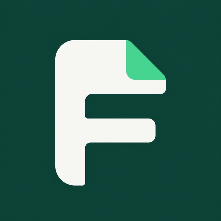 Folumi 的圖示：深綠底上的象牙白摺紙 F